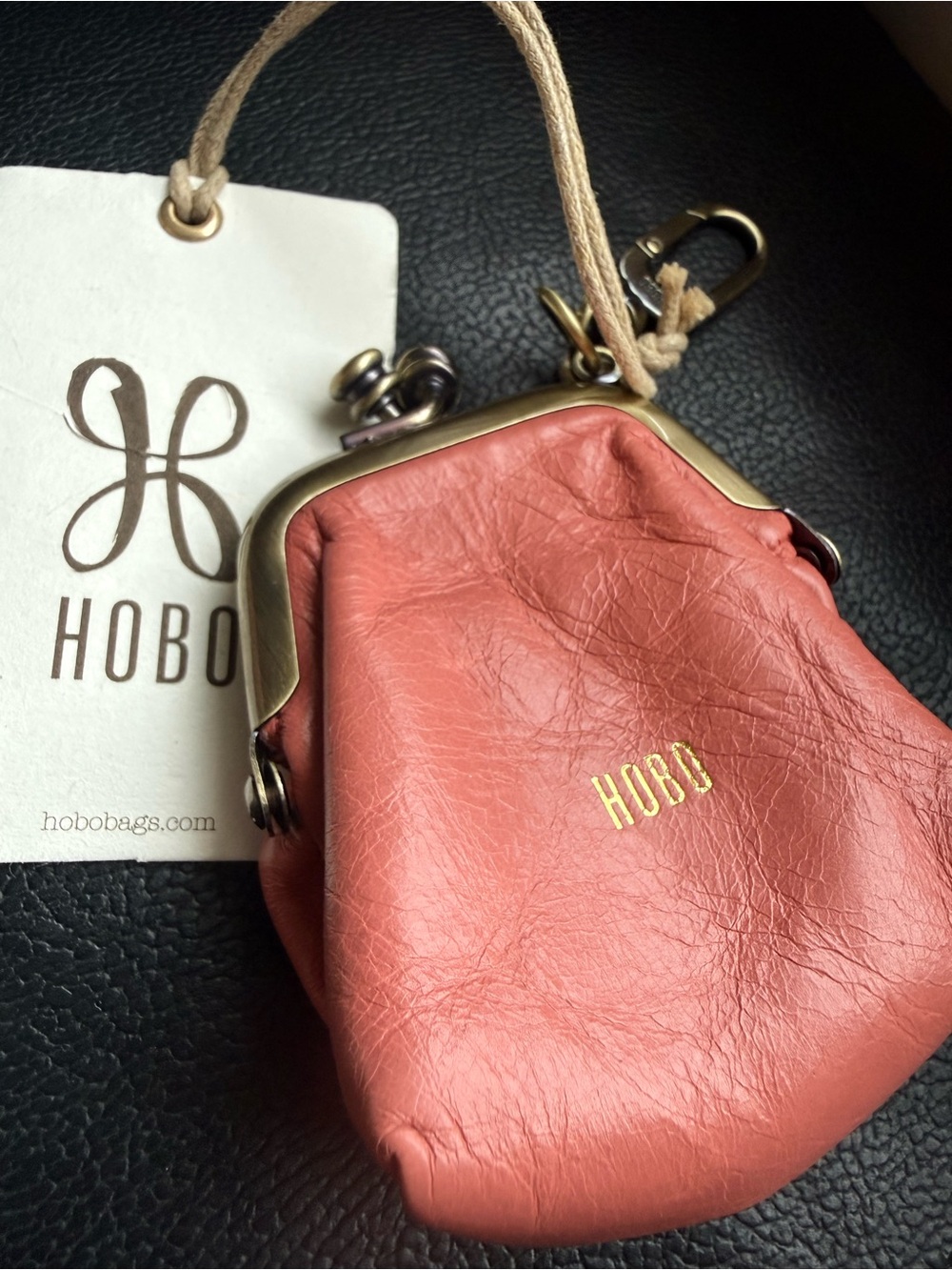 NWT HOBO Run Frame Pouch Cherry Blossom Leather Coin Purse - Picture 1 of 7